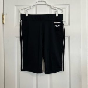 Fila XL activewear black shorts white waistband.  Small front pocket.